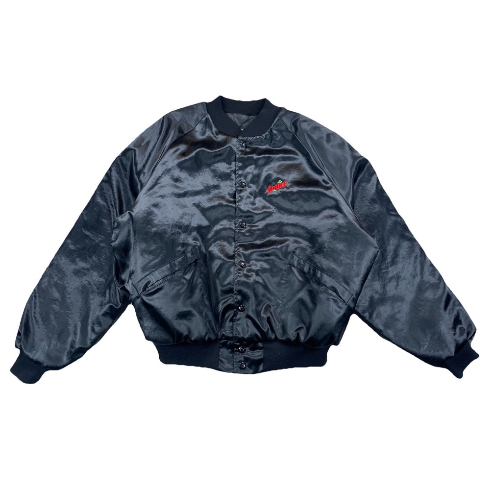 Vintage Squirt ABC Sports Satin Jacket Button Up Size XL USA Black